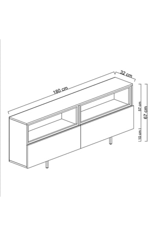 Meuble TV 2 portes Ekol Up - 180 x 32 x 67 cm