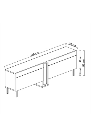 Meuble TV 2 abattants Nova - 180 x 55,5 32 cm