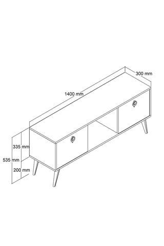 Meuble TV 2 portes Kaya - 140 x 53,5 x 30 cm