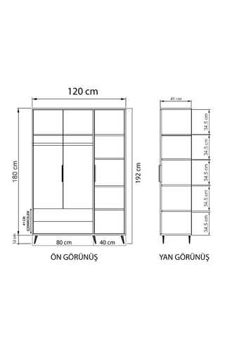 Armoire 3 portes Aden - 120 x 192 x 45 cm