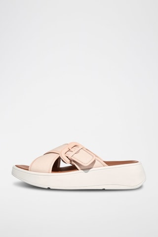 Mules compensées en cuir F-Mode - Rose