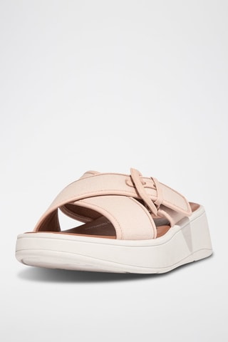 Mules compensées en cuir F-Mode - Rose