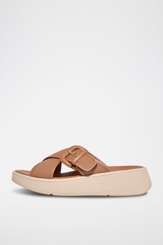 Mules compensées en cuir F-Mode - Marron