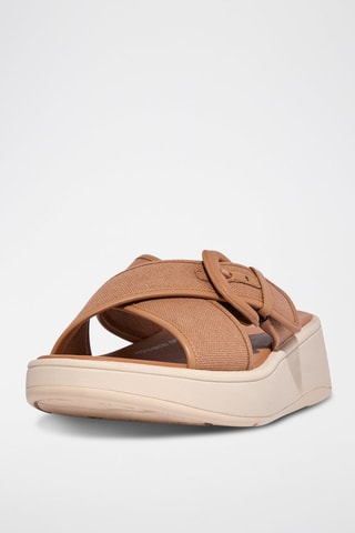 Mules compensées en cuir F-Mode - Marron