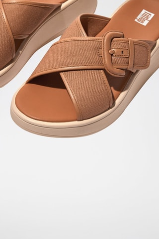 Mules compensées en cuir F-Mode - Marron