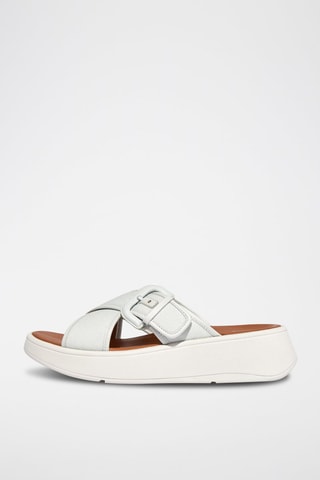 Mules compensées en cuir F-Mode - Blanc