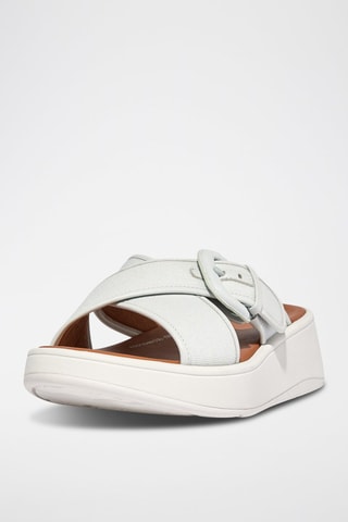 Mules compensées en cuir F-Mode - Blanc