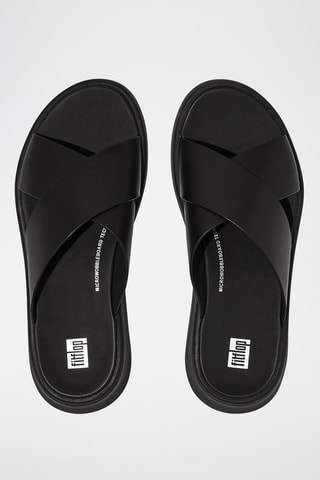 Mules compensées en cuir F-Mode - Noir