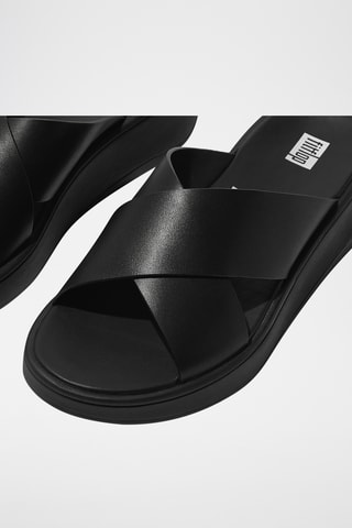 Mules compensées en cuir F-Mode - Noir