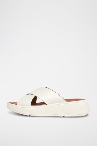 Mules compensées en cuir F-Mode - Beige