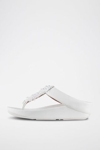 Tongs compensées en cuir Rumba - Blanc