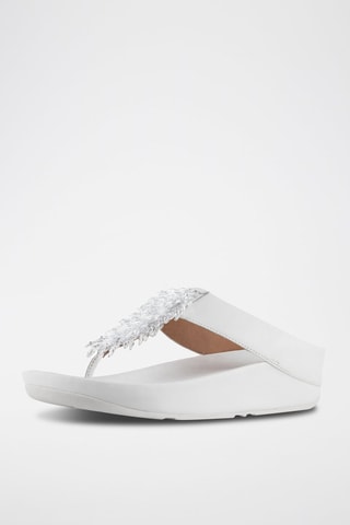 Tongs compensées en cuir Rumba - Blanc