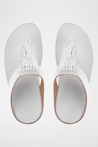 Tongs compensées en cuir Rumba - Blanc