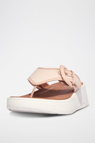 Sandales compensées en cuir F-Mode - Rose