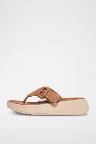 Sandales compensées en cuir F-Mode - Marron