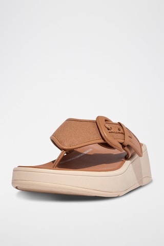 Sandales compensées en cuir F-Mode - Marron