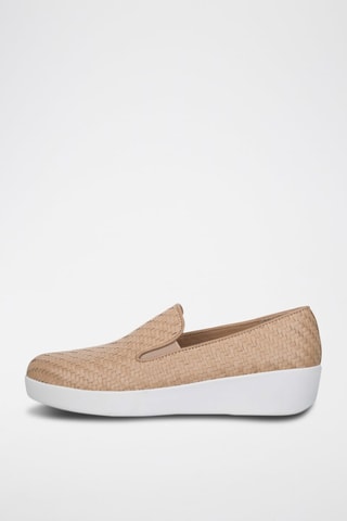 Slippers compensés en cuir - Beige
