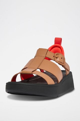 Sandales compensées en cuir F-Mode - Marron