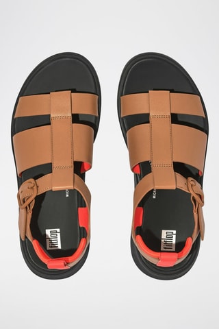 Sandales compensées en cuir F-Mode - Marron