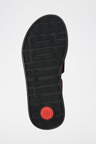 Sandales compensées en cuir F-Mode - Marron