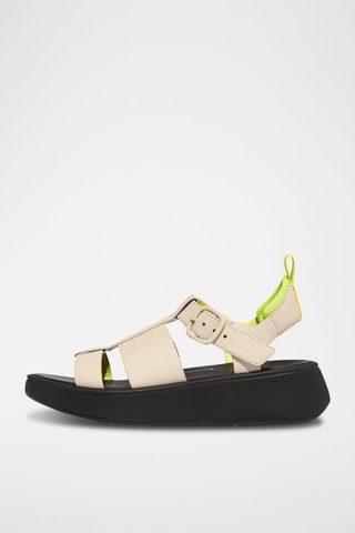 Sandales compensées en cuir F-Mode - Beige