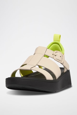 Sandales compensées en cuir F-Mode - Beige