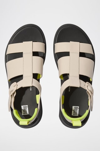 Sandales compensées en cuir F-Mode - Beige