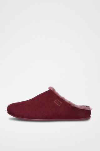 Mules fourrées en nubuck Chrissie - Rouge