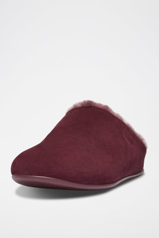 Mules fourrées en nubuck Chrissie - Rouge