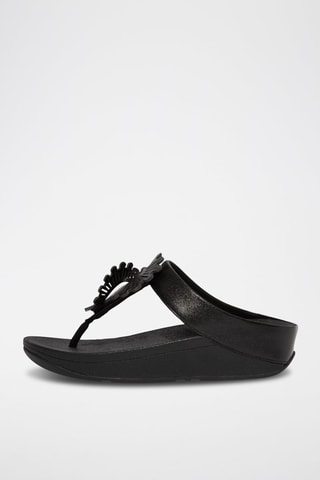 Sandales compensées en cuir - Noir