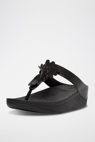 Sandales compensées en cuir - Noir