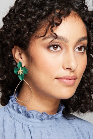 Boucles d'oreilles - Doré et vert