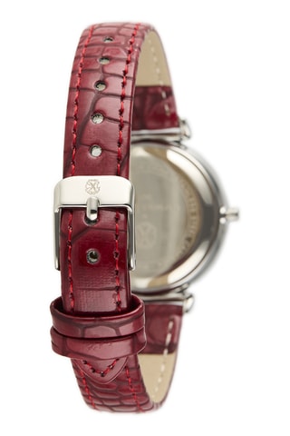 Leren Quartz Horloge - Rood en zilverkleurig