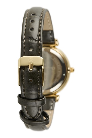 Leren Quartz Horloge - Grijs en Goudkleurig