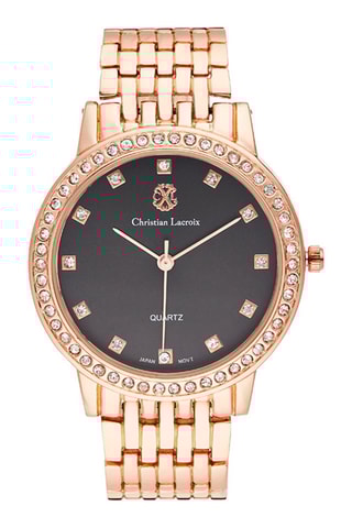 Montre à quartz en acier - Doré rose et noir