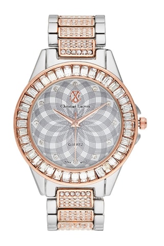 Montre à quartz en acier - Argenté et doré rose