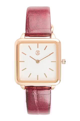 Polyurethaan Quartz Horloge - Bordeauxrood en Goudkleurig