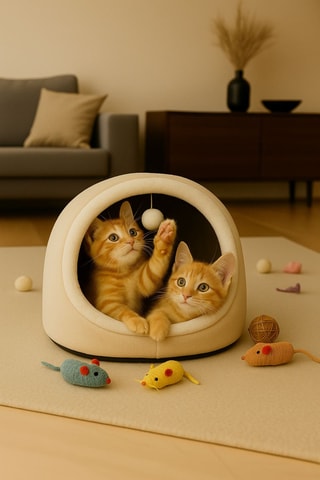 Casa para gato - Creme - 40 x 35 x 35 cm