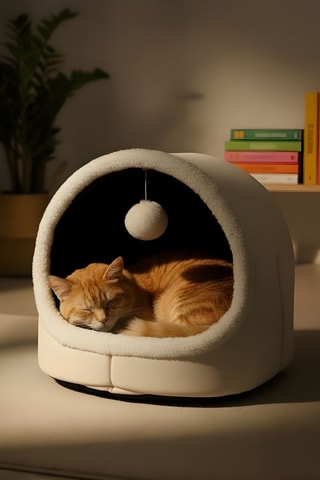 Casa para gato - Creme - 40 x 35 x 35 cm