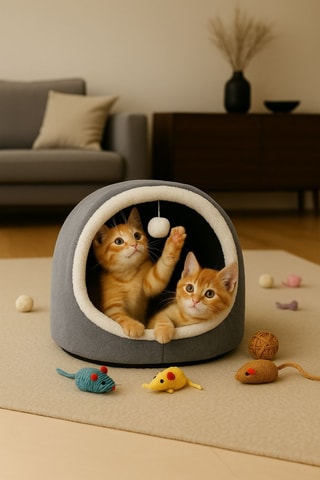 Casa para gato - Cinzento - 40 x 35 x 35 cm