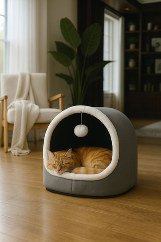 Casa para gato - Cinzento - 40 x 35 x 35 cm