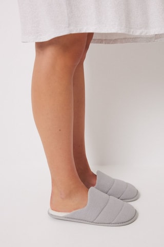 Pantofole imbottite in velluto - Grigio chiaro