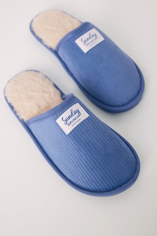 Pantofole imbottite in velluto - Azzurro