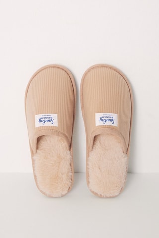 Pantofole imbottite in velluto - Cammello