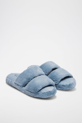 Ciabatte in pelliccia sintetica - Cobalto