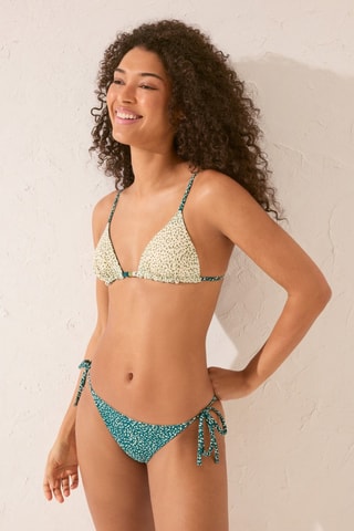 Slip bikini double face - Verde e bianco