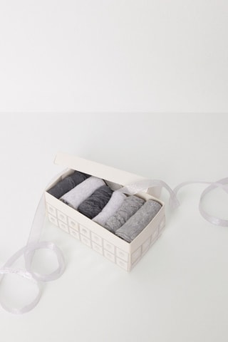 3 paia di calze - Ecrù e grigio melange