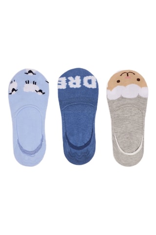 3 paia di fantasmini - Celeste e grigio melange