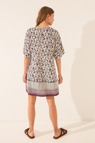 Abito taglio dritto - Ecrù e bordeaux