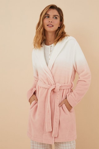 Vestaglia con cappuccio Dip and dye - Rosa